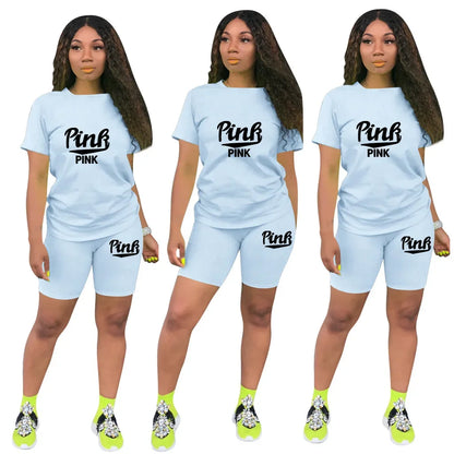 Hot Sale Of The Season round Neck Short Sleeve Printed Home Leisure Base Layer Set Multicolor Summer Bottoming Outfit Women's Sk Badiee Stylez