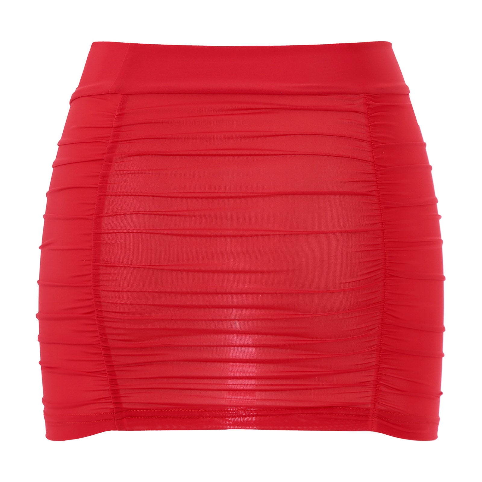 Womens Sexy Bodycon Mini Skirt Ruched Elastic Bands Semi-Sheer Skirt Hip Wrap Lingerie Nightwear Pencil Pole Skirt for Nightclub