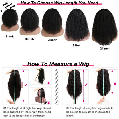 UNICE Hair Kinky Curly Wig Human Hair Pre Cut 7x5 Lace Wig Pre Bleached Pre Plucked Gluless Wig Human Hair Ready To Wear