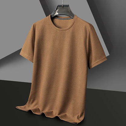 New Summer Waffle Round Neck Short Sleeved T-shirt for Men's Short Sleeved Top Badiee Stylez