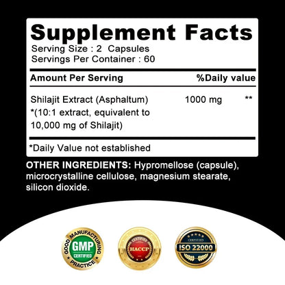 Shilajit Capsules - for Energy, Enhance Men Performance, Muscle Strength, EnduranceSupplement