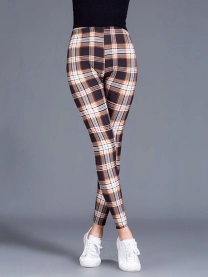 Card White Checkered WOMEN'S Sports and Fitness Leggings