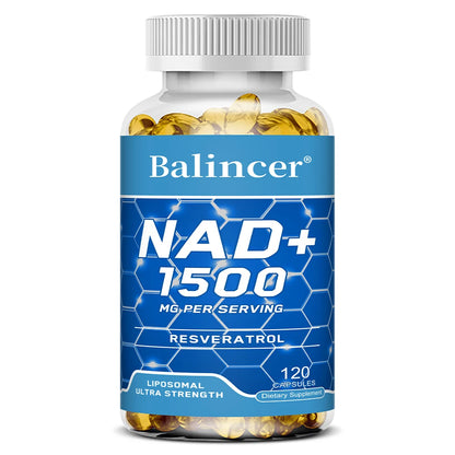 NAD+Supplements,with Resveratrol,Natural Energy Supplement,Support Cell Health,Anti-aging,Enhance Immunity-120 Capsules 120 count-1 bottle