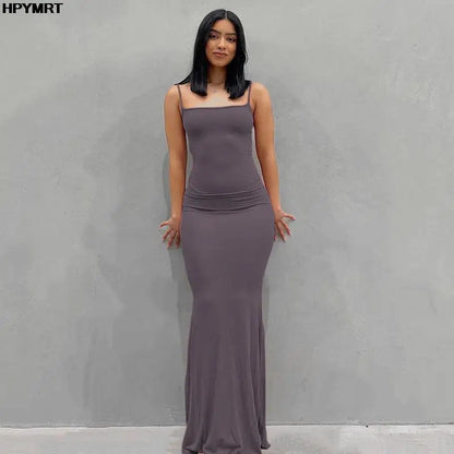 Satin Slip Sleeveless Backless Slim Sexy Maxi Dress 2022 Spring Women Party Y2K Concise Bodycon Elegant Dresses Female Clothing Purple