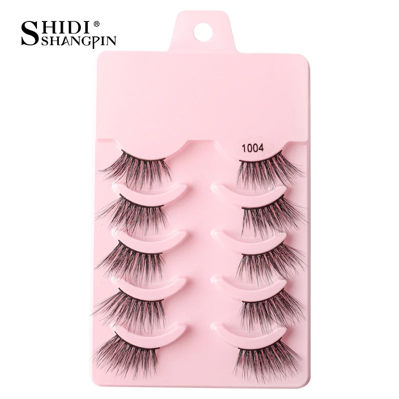 Half Fake Eyelashes 5/10 Half Lashes Soft Natural Cat Eye Lashes Makeup Tool Extension Fluffy Faux Cils maquiagem Half Lashes 5pairs-1004