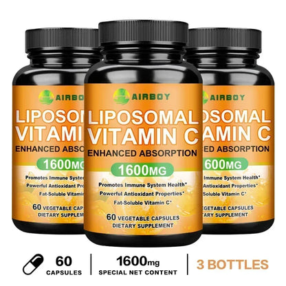 Liposomal Vitamin C Capsules - Improves Skin, Promotes Collagen Production, Support Immune System and Skin Health 60 Capsule-3bottles