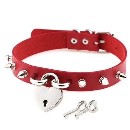 Punk Red Choker Necklace PU Leather Sexy Spiked Neck Strap Clavicle Collar Men Necklaces Hollween Women Y2K Jeweley Gift red 3