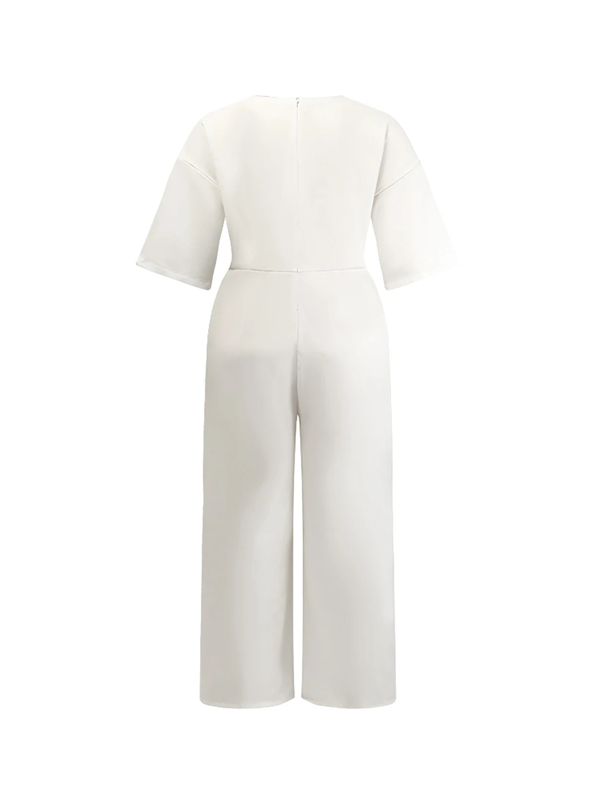 Women’s Loose Jumpsuit Pockets Solid Elegant Straight Long Pants Summer Round Neck 3/4 Sleeves Casual Female Office Lady Rompers Badiee Stylez