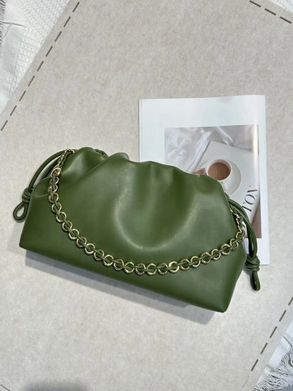 Brand Design Fashion High-grade Texture Leather Cloud Bag Luxury Ladies High Quality Cowhide Shoulder Crossbody Bags For Women Grenn