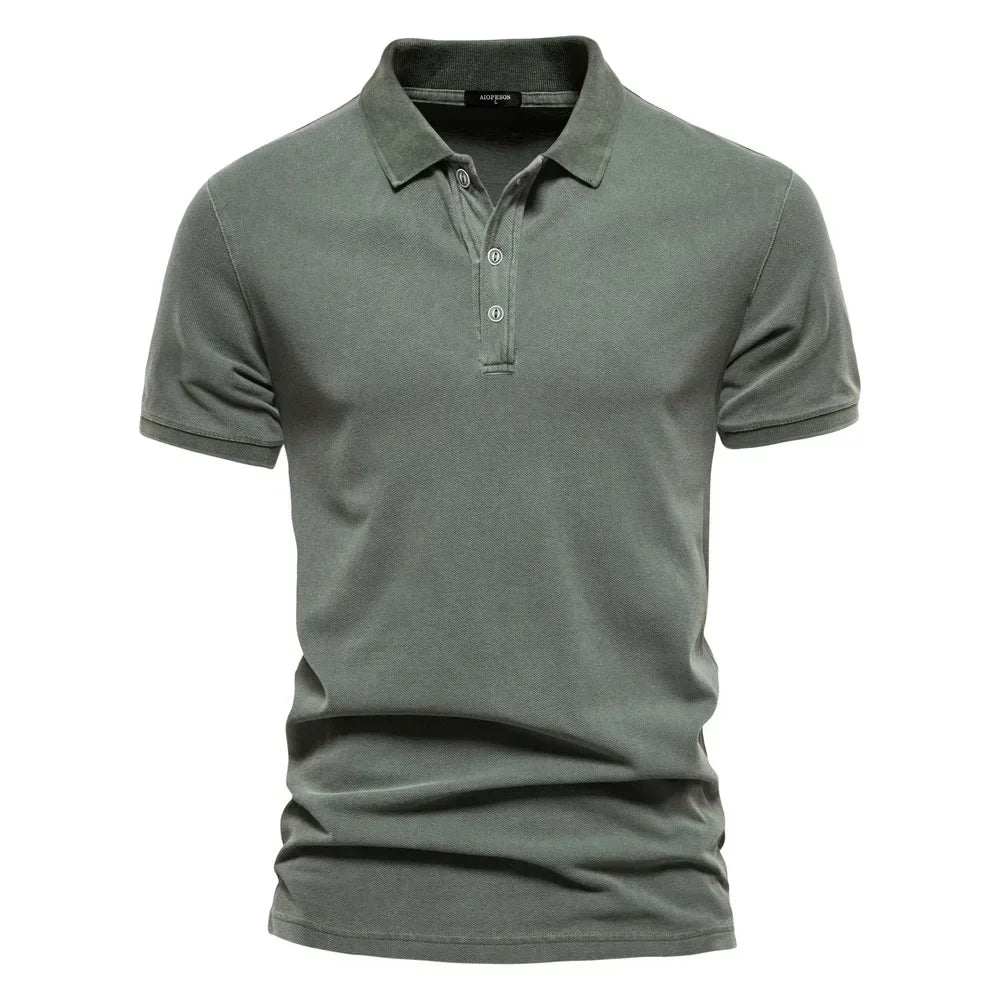 2025 Men's Slim Fit Cotton Polo Shirt - Stylish Lapel Design for Casual & Business Golf Wear
