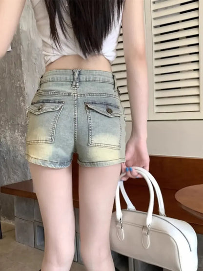 Elasticty Skinny Short Jean Pants Woman Zipper Denim Shorts for Women Designer Trend 2025 Jorts Aesthetic Design XL Streetwear