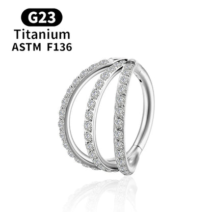 F136 G23 Titanium Nose Ring 16G Hinged Segment CZ Septum Clicke Daith Earrings Hoops Ear Cartilage Tragus Helix Piercing Jewelry Silver Color 3 CHINA