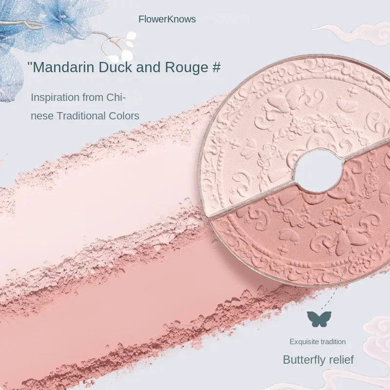 Flower Knows Blusher Butterfly Cloud Collar Collection Rouge Box Duo Blush For Dark Skin Peach Makeup For Cheeks Matte Finish