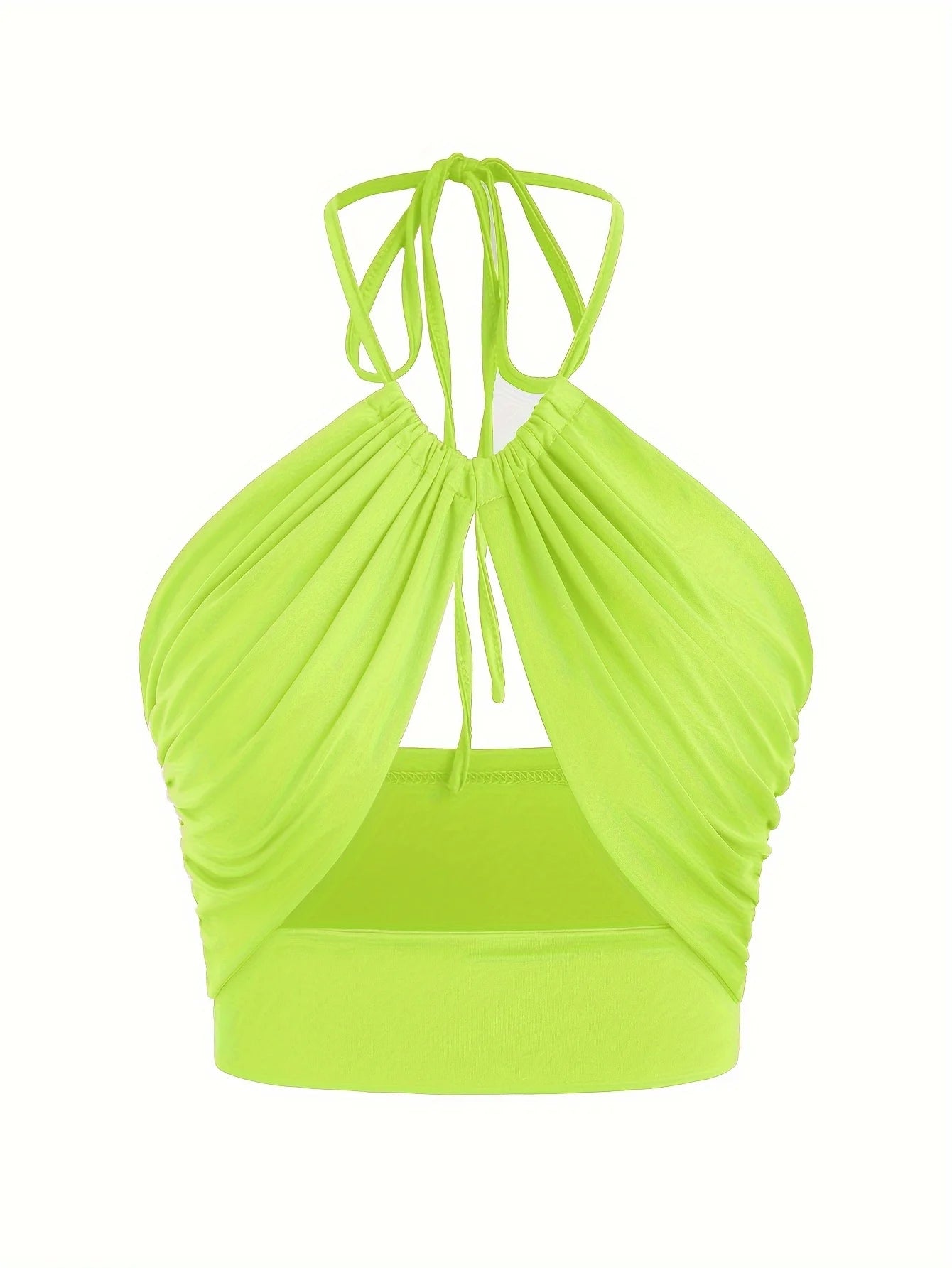 Europe and the United States solid color hanging neck small tube top hollowed out umbilical slim hot girl suspender vest fluorescein