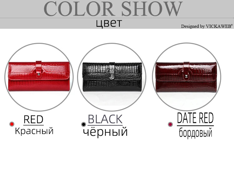 Free Gift Women Leather Wallet Long Ladies 3 Folders Clutch Money Bag Design Purse Fashion AE605-25