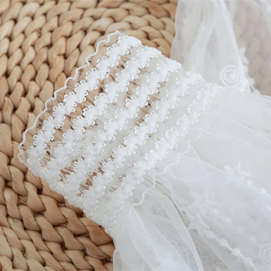 1Pair Detachable Cuffs Lace Flower Mesh Fake Flared Sleeves Double Layer Pleated Ruched False Cuffs Sweater Blouse Wrist Warmers Badiee Stylez