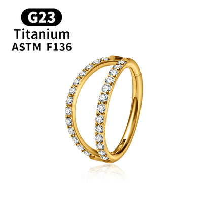 F136 G23 Titanium Nose Ring 16G Hinged Segment CZ Septum Clicke Daith Earrings Hoops Ear Cartilage Tragus Helix Piercing Jewelry Gold Color 4 CHINA