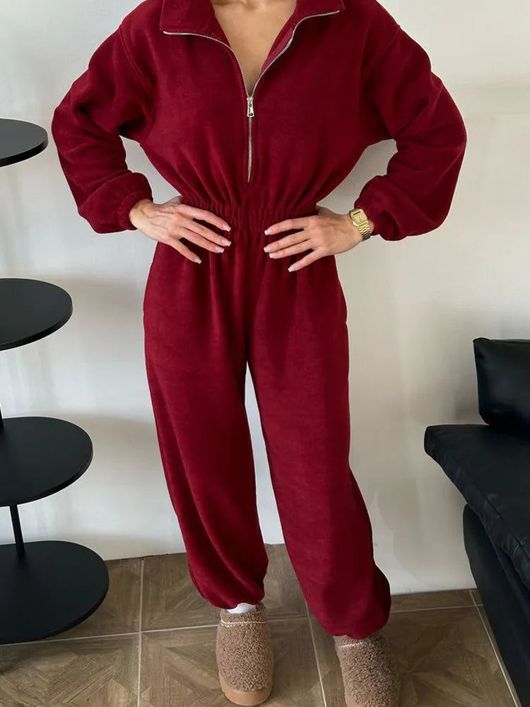 Jumpsuits Women Rompers One Piece Full Sleeve Zipper Overalls Long Pants Elastic High Waist Rompers Y2k Streetwear Jumpsuit 2025 Badiee Stylez