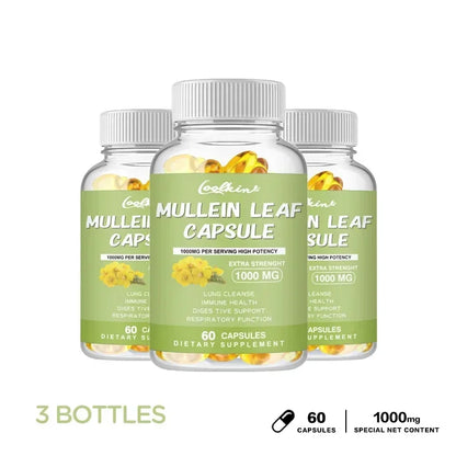 Mullein Leaf - Clear Lungs and Detoxify, Breathe Healthily, Relieve Headaches Supplement 60 Capsule-3bottles