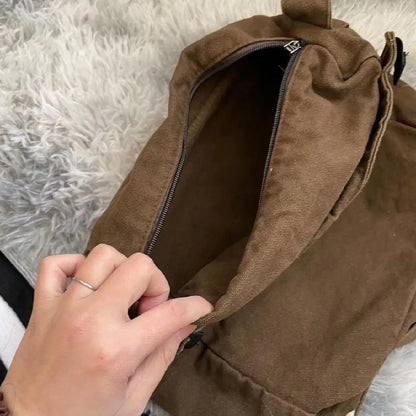 Y2k Vintage Canvas Messenger Bag Casual Preppy Crossbody Punk Patchwork Star Patch Shoulder American Fashion Retro Women Handbag
