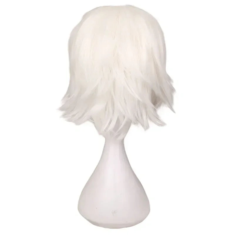 Universal Short Cosplay Wig Silver Red Pink Blonde Grass Green Black Straight Men's Wig for Halloween Cosplay Costume Party