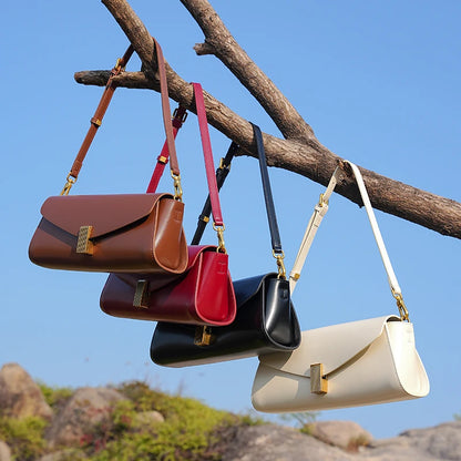 Toptrends Genuine Leather Underarm Shoulder Bags For Women 2025 Luxury Designer Crossbody Purses Envelope Flap Ladies Handbags