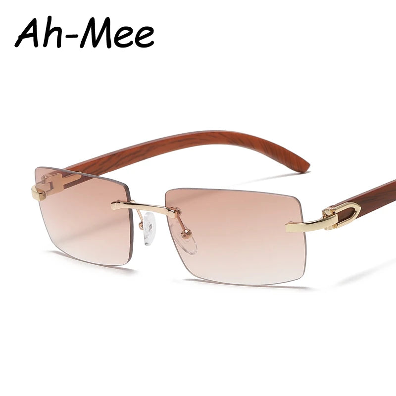 2024 Sqaure Brand Designer Sunglasses Men Women Sun Glasses Wood Frames Rimless Black Eyeglasses Fashion Eyewear Gafas De Sol