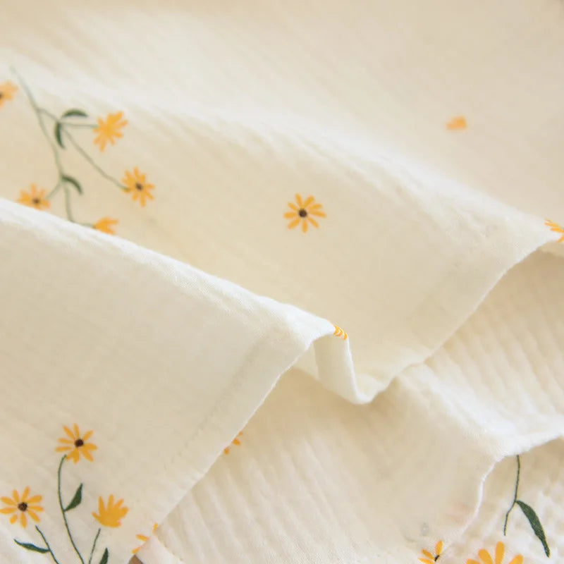 Fdfklak 2025 Spring Crepe Kimono Long Sleeve Home Clothes Female Sleepwear Gauze Cotton V-Neck Home Suit Women's Pajama