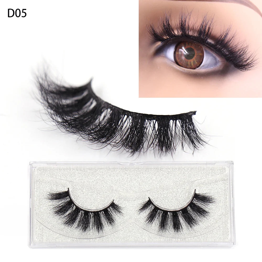 LEHUAMAO False Eyelashes Mink Lashes Natural Thick False Eyelashes Extension Wispy Soft Lashes Makeup Tools D22 1Pair-D05