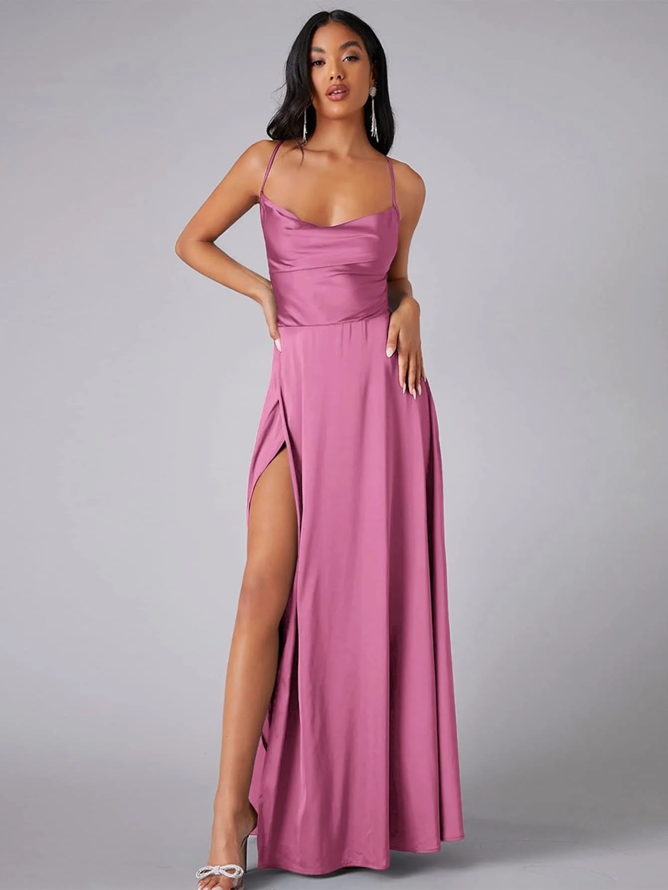 Backless Slimming Long Evening Dress Women Sexy V Neck Sleeveless Gown With Waist Tie For Formal Party Wedding Guest Maxi Dress