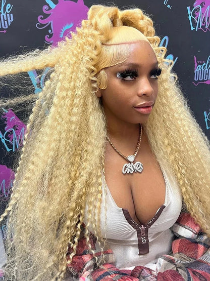 Deep Wave 13x6 HD Lace Frontal Human Hair Wig 30 40 Inch Curly 613 Honey Blonde Water Wave 13x4 Lace Front Wigs For Women 250% Badiee Stylez