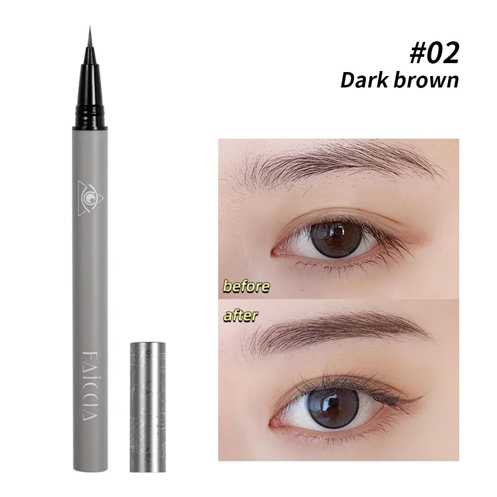 Ultra-fine Eyebrow Cosmetic Pencil Natural Brown Make Up Lying Silkworm Eyeliner Waterproof Long Lasting Liquid Eye Brow Pencil B-02 dark brown