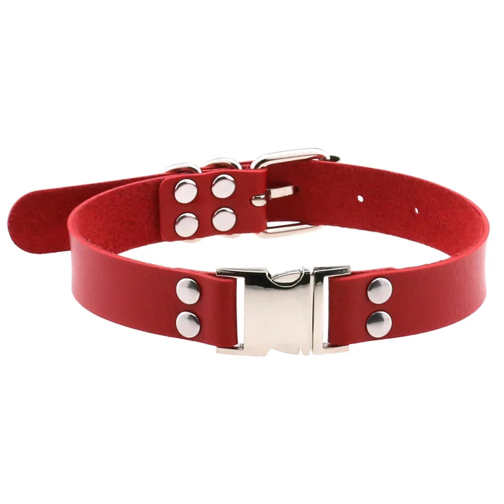 Punk Red Choker Necklace PU Leather Sexy Spiked Neck Strap Clavicle Collar Men Necklaces Hollween Women Y2K Jeweley Gift