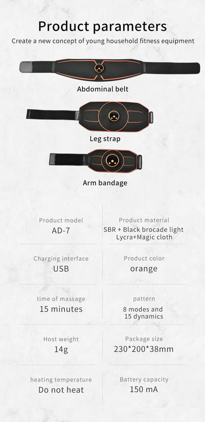 Abs Belt Abdominal Trainer EMS Muscle Stimulation Electric Exerciser Toning Belts For Leg Arm Workout Fitness Home Gym Equiment