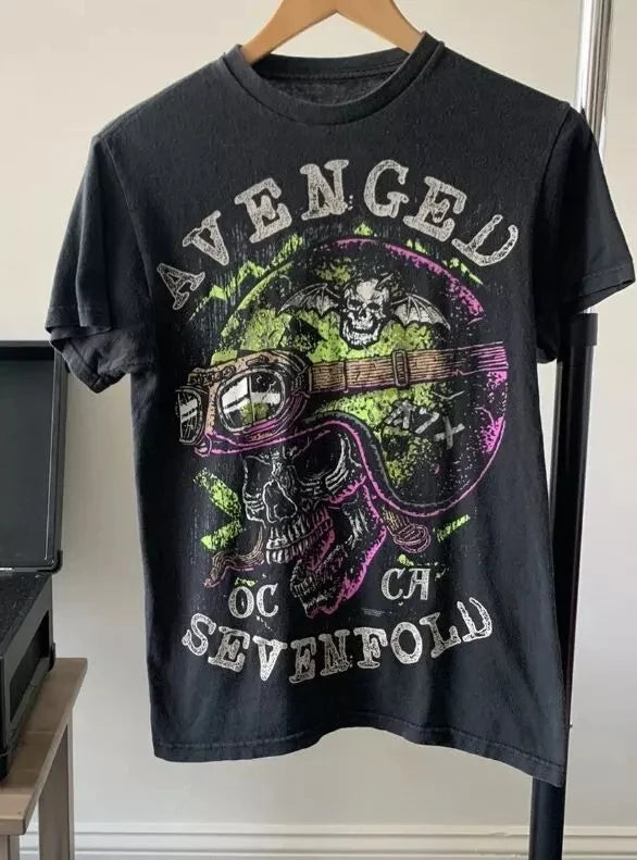 Avenged Sevenfold 2011 Nightmare across Europe T shirt 2 side Men Women Summer Men's T-Shirt Black Crew Neck Cotton Tee 2