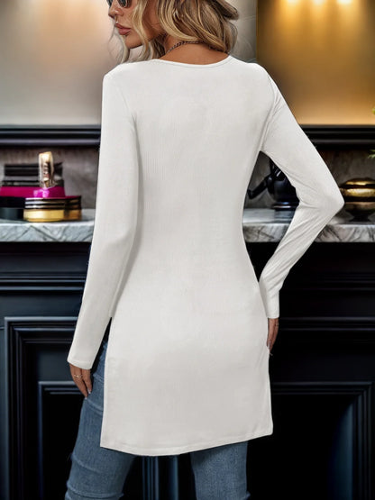 2023 Cross border Foreign Trade Europe and America Spring and Autumn New Children's Long Sleeve Slim Fit Slim Split Long T-shirt