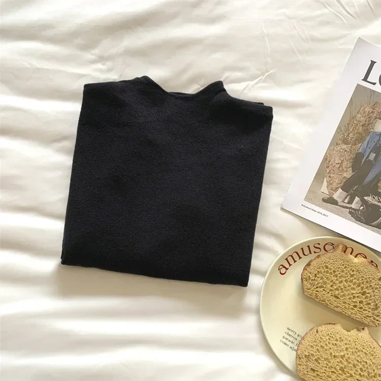 2025 Women Turtleneck Knitted Pullovers Solid Sweater Harajuku Korean Soft Warm Knitwear Autumn Winter Fashion Slim Jumpers Tops Badiee Stylez