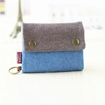1pcs New Canvas Cartoon Totoro Cat Printed Flower Dog Women Short Wallet Cute Mini Money Key Bag Coin Pocket Purse for Children LightBlue