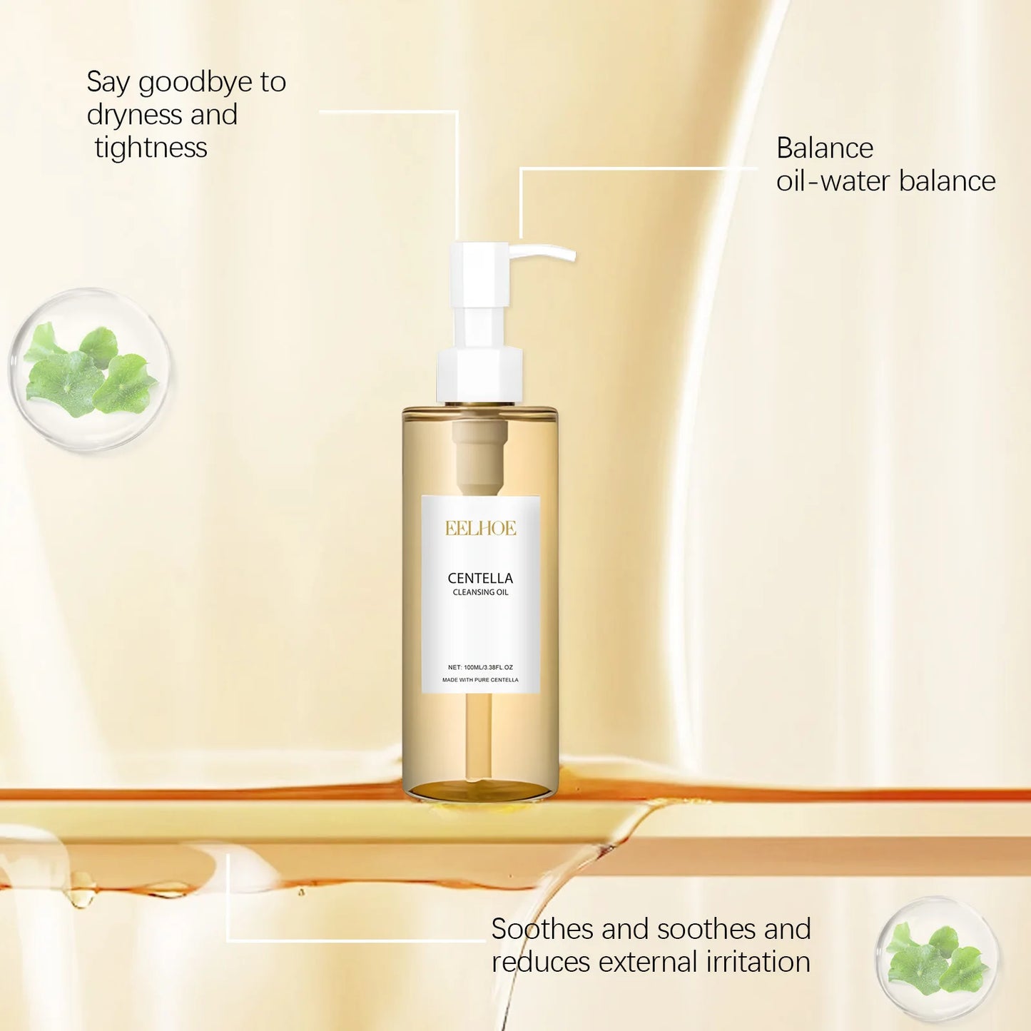 EELHOE Centella Cleansing Oil Facial Makeup Remover Moisturizing for Face Shrink Pores Removal Cleansing Oil Sensitive Skin Care