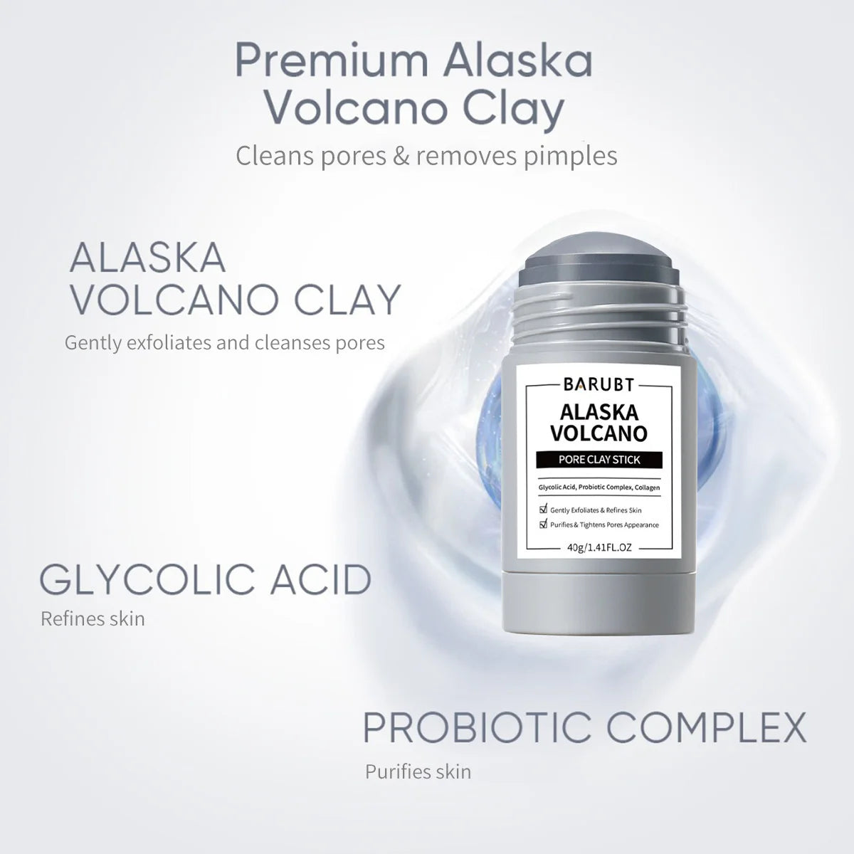Alaska Volcano Mask Mugwort Cleansing Mask Stick Shrink Pores Acne Deep Blackhead Remover Facial Cleansing Moisturizing Mask 40g
