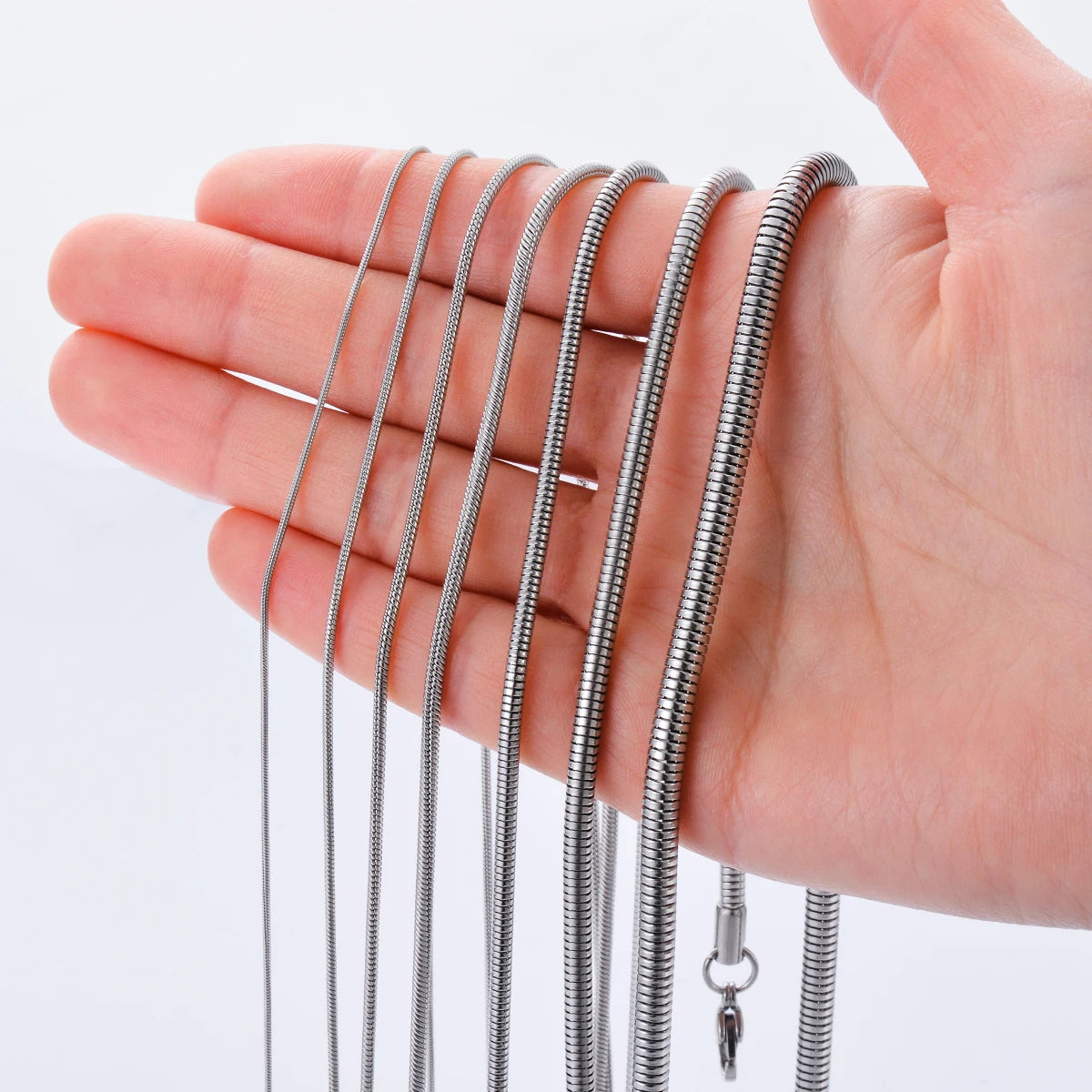 1 piece Stainless steel Round Snake Chain Pendant Necklace For Men Women Necklace Jewelry Badiee Stylez