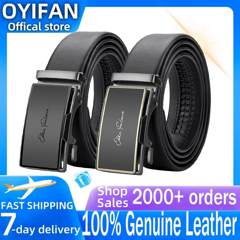 OYIFAN Men Belt Genuine Leather belt for men Alloy buckle ratchet belts Men Designer Belt Automatic belts 벨트 Badiee Stylez