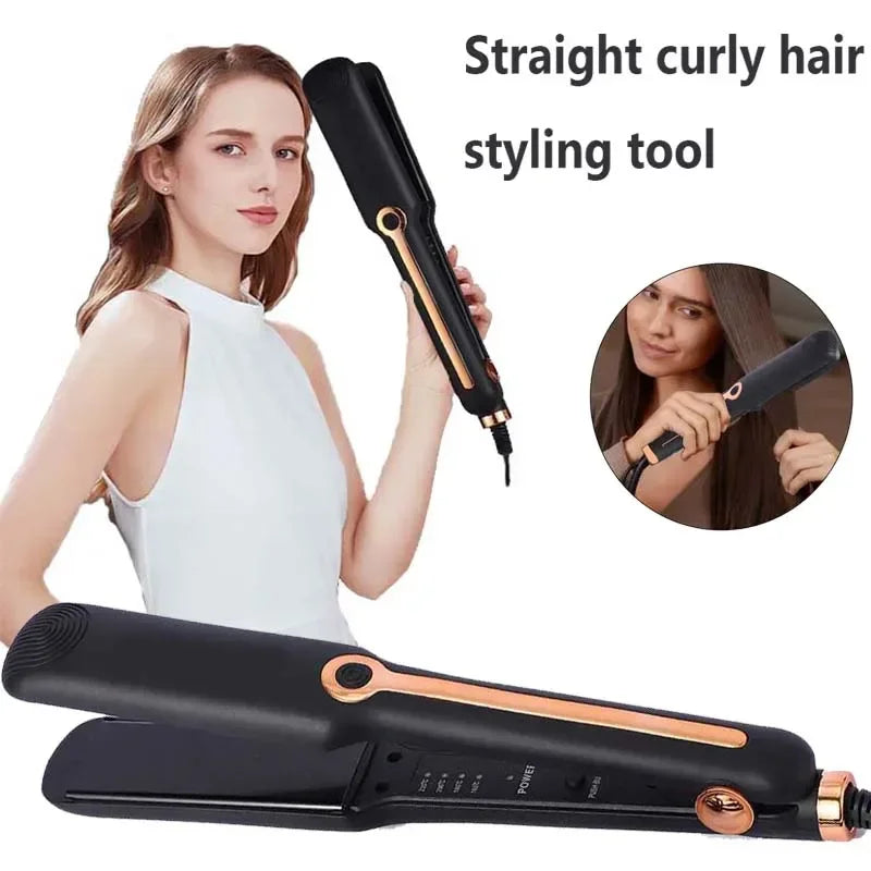 Tinsol 2-in-1 Hair Straightener Curling Iron Ceramic Plate Negative Ion Wide Plate Temperature Adjustable Hair Straightener