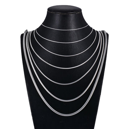 1 piece Stainless steel Round Snake Chain Pendant Necklace For Men Women Necklace Jewelry Badiee Stylez