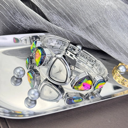 Women's irregular shape large sparkling special-shaped rhinestone simple sun pattern dial Fashion trend avant-garde quarts watch