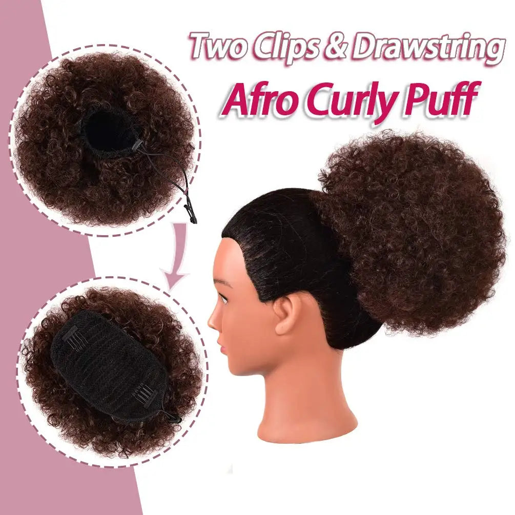 Synthetic Large Afro Puff Drawstring Ponytail Kinky Curly Bun HairPiece African American Clip in Updo Extensions for Black Women