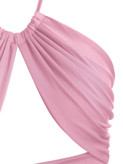 Europe and the United States solid color hanging neck small tube top hollowed out umbilical slim hot girl suspender vest