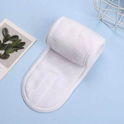 Hot Sale Soft Toweling Headbands for Face Washing Bath Makeup Hair Band for Women Adjustable SPA Headband Cosmetic Headband white Size fits all