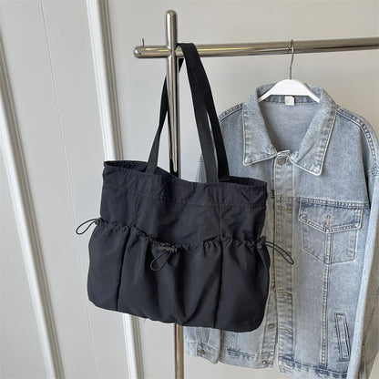 1 Piece Large Capacity Tote Bag fashion Shoulder Canvas Bag Work Commuting Bucket Bag black (30cm<Max Length<50cm)