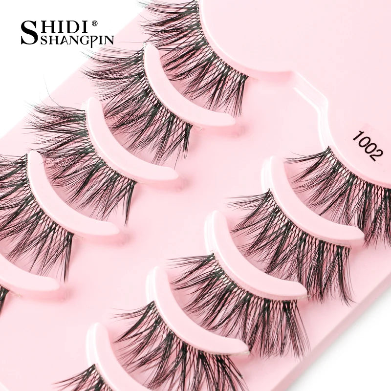 SHIDISHANGPIN 5/10Pairs False Lashes Cat Eye Eyelashes Eyelash Extension 3D Mink Half Lashes Natural Makeup faux Cils maquiagem